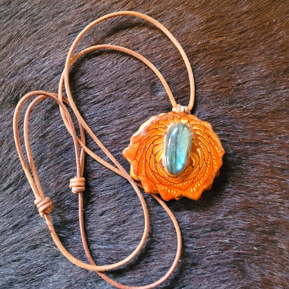 Labradorite crystal pinecone pendent